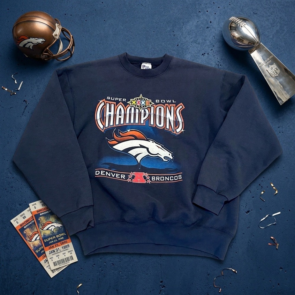 Vintage 1998 Denver Broncos Super Bowl XXXII Champions Sweatshirt Pro Player XL